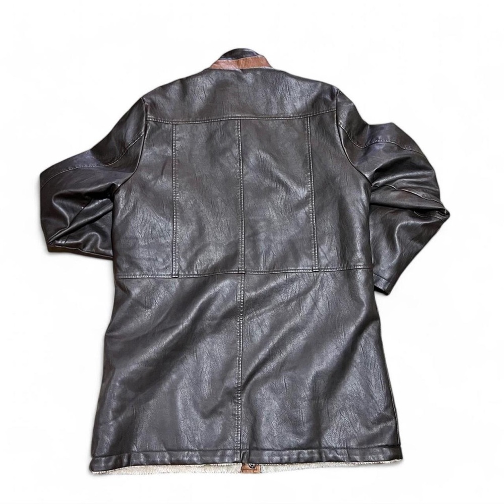 Vintage Brown Leather Trench Coat - Picture 2 of 6